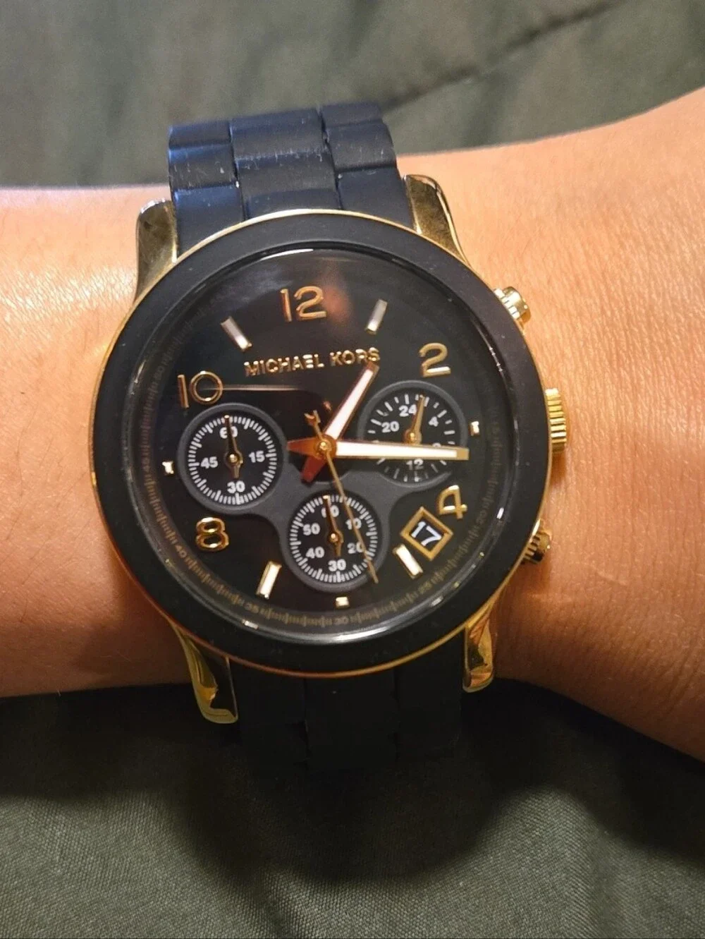 Michael Kors Black and Gold-Tone Women's Chronograph Watch